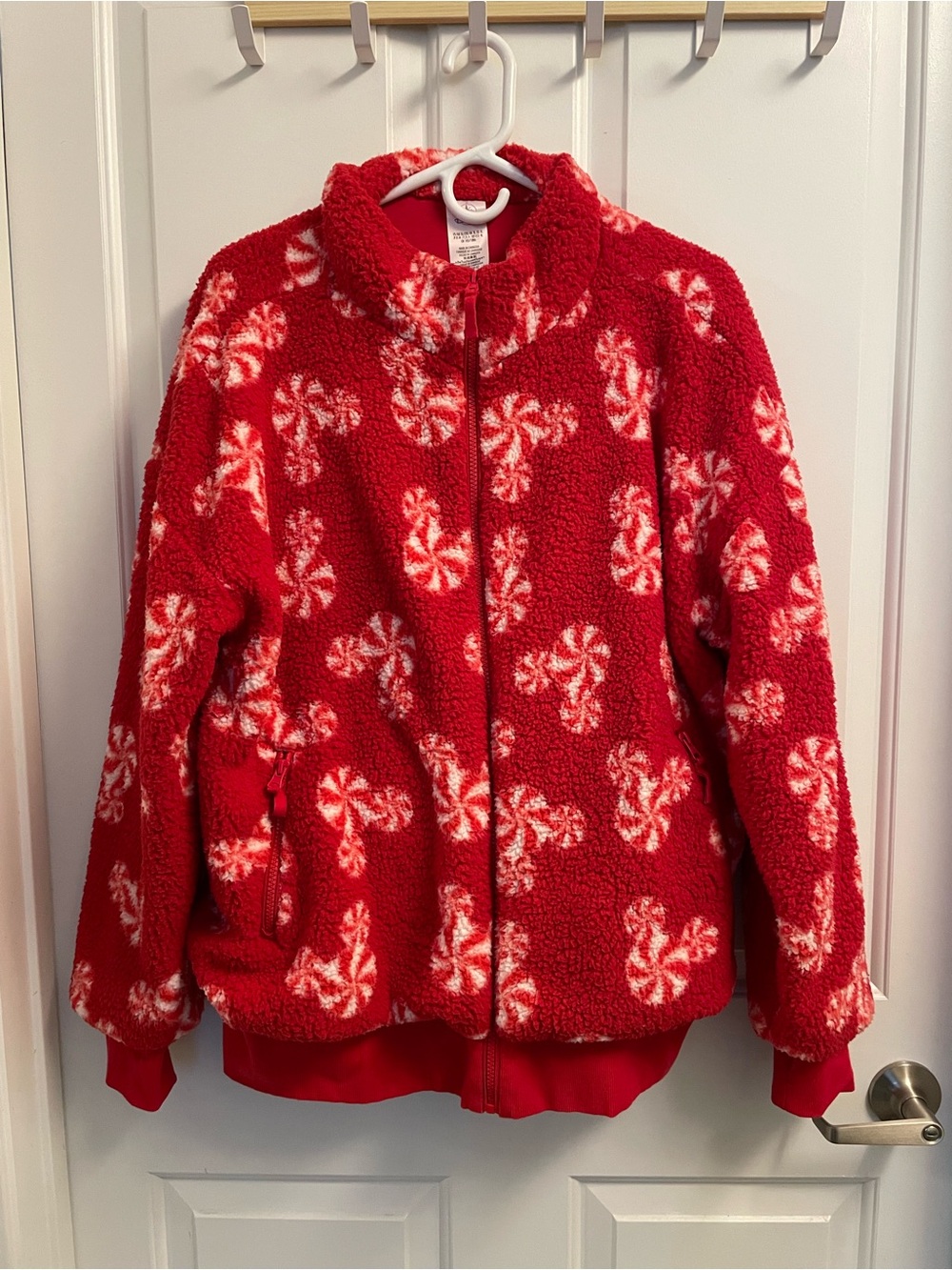 2025 Adults Sherpa Fleece Zip Jacket - MICKEY ICON PEPPERMINT SWIRL HOLIDAY